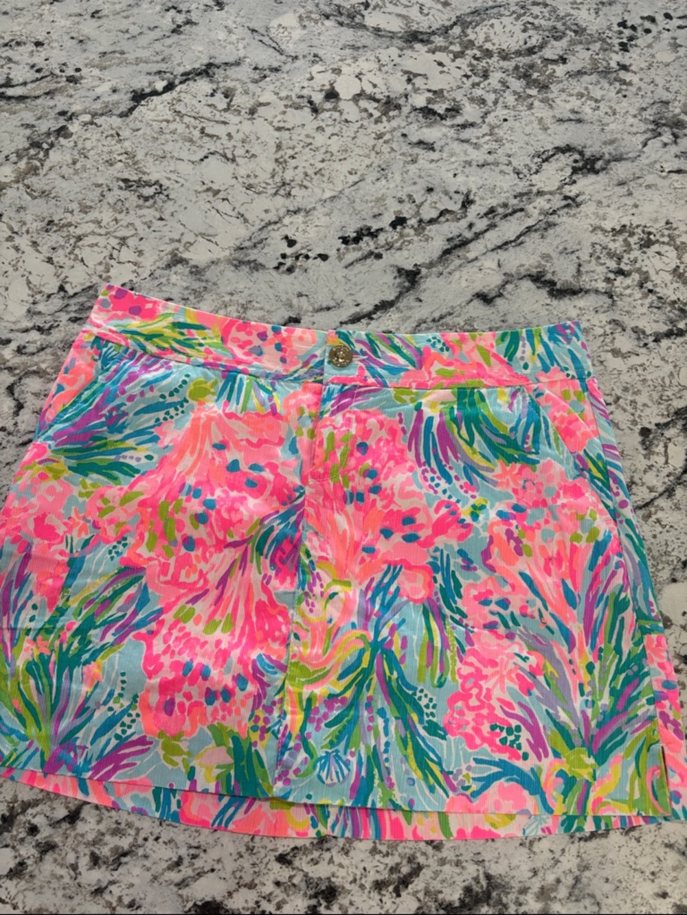 Lilly Pulitzer Pastel Floral Skirt with Neon Trim